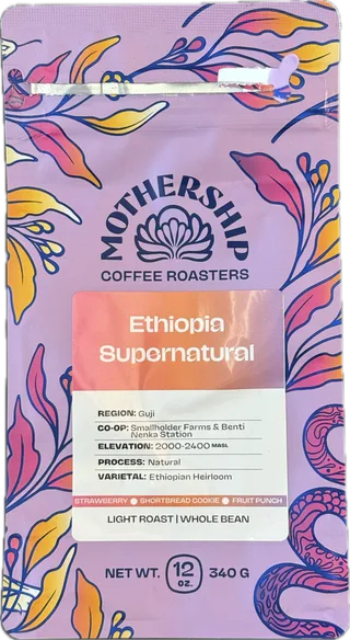 Ethiopia Supernatural coffee bag from Guji